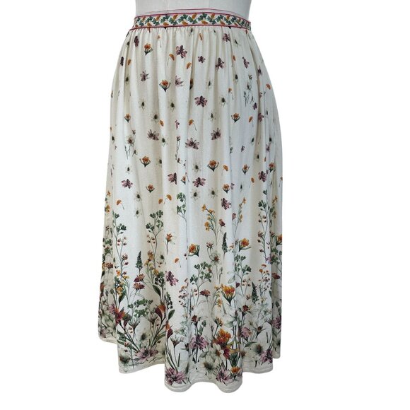 Max Studio Floral Midi Skirt Cottagecore Boho Prairie Botanical Print Pockets L - Picture 4 of 9